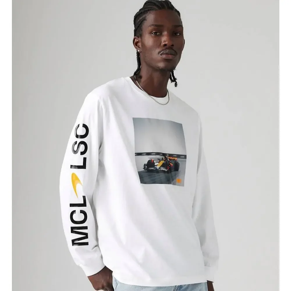 RARE LEVI'S X MCLAREN RACING LONG-SLEEVE GRAPHIC TEE - Unisex Sz M Formula1 F1